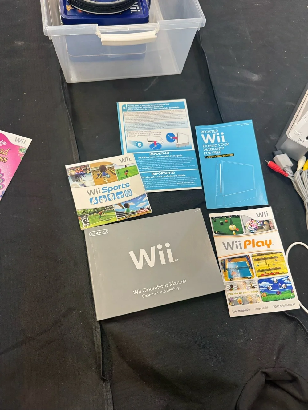 Nintendo White Wii Console with Blue Remotes and Blue Nunchuks